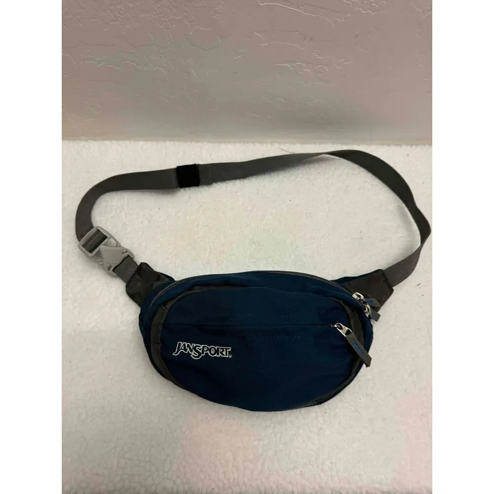 JanSport Navy Fifth Avenue Fanny Pack Waist‎ Bag Adjustable Strap Zipper Pocket